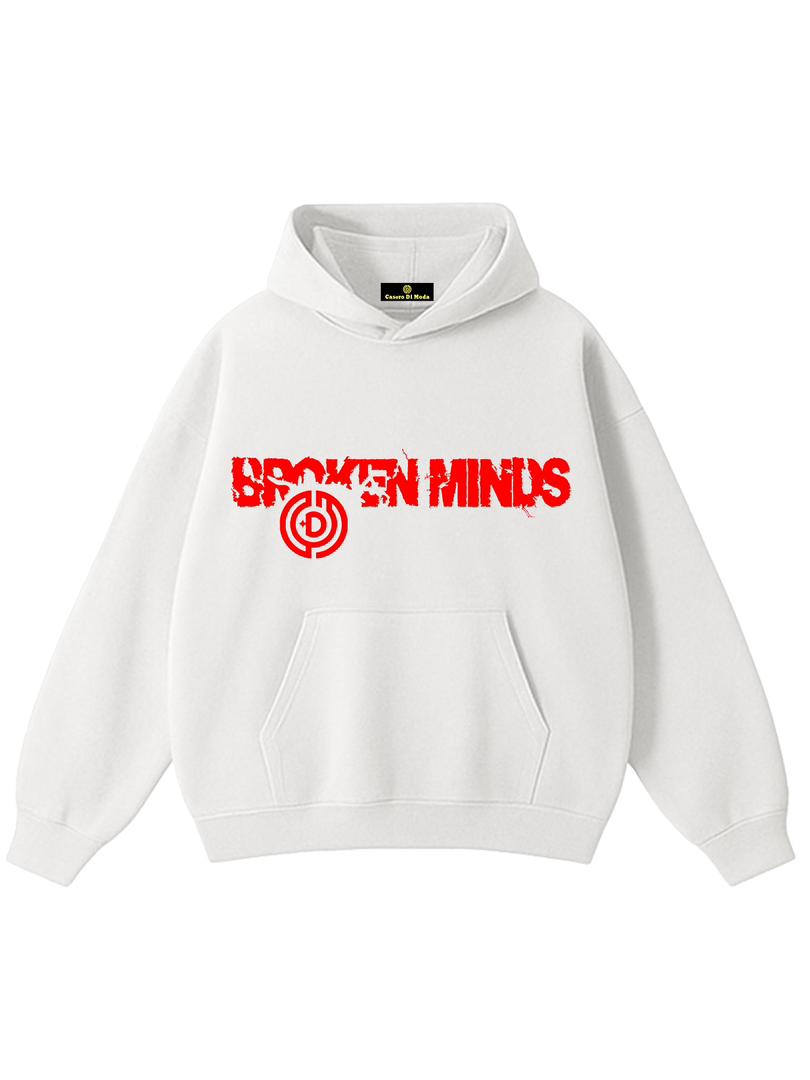 Broken minds white hoodie front CDM BROKEN MINDS HOODIE - Image 1